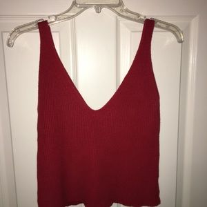 Red knitted tank top